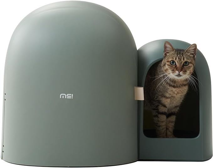 MS!MAKE SURE Cat Litter Box MAX, Enclosed Litter Box with Scoop, Stylish & Functional for Indoor Cats - Moss Green