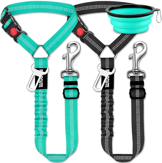 3 Piece Set Dog Seat Belt Retractable Dog Car Seatbelts Adjustable Pet Seat Belt for Vehicle Headrest Restraint Adjustable Heavy Duty & Elastic & Durable Car Harness for Dogs